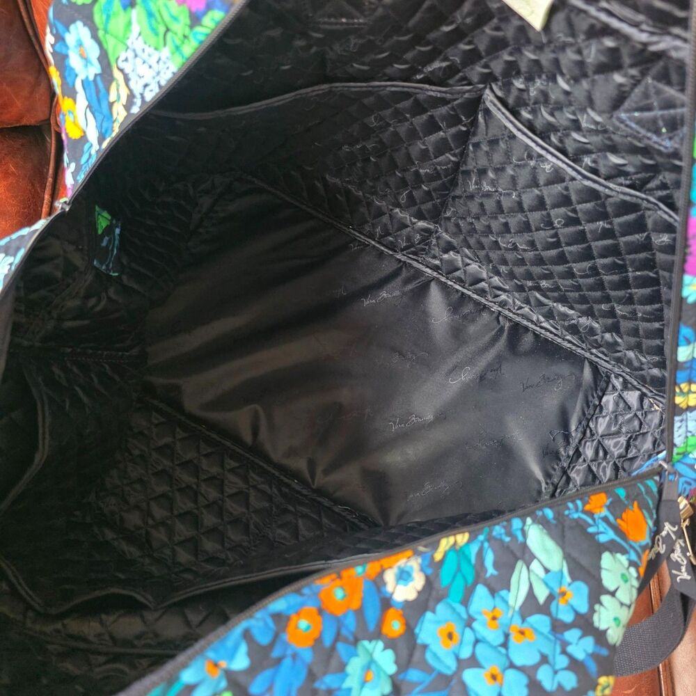 Vera Bradley Midnight Blue Floral Weekender Carry‑On Bag with Trolley Sleeve - Picture 8 of 16